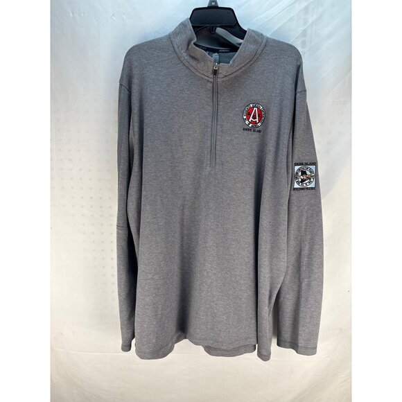Adidas 2XL Golf Quarter Zip 3 Striped Sweatshirt ISMGA Rhode Island Gray Jacket - Picture 2 of 9